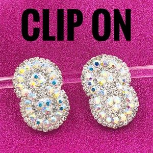 AB Iridescent Rhinestone Clip On Earrings Clip On Clip On Clip On Clip Clip Clip